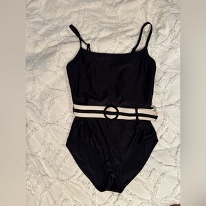 SOLID & STRIPED Black and White One Piece Swimsuit